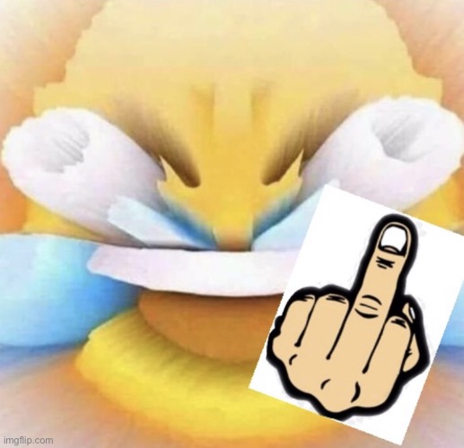 I love this so much I made it a template | image tagged in laugh emoji middle finger | made w/ Imgflip meme maker