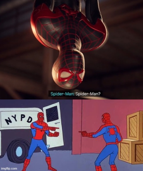 image tagged in spider man double | made w/ Imgflip meme maker