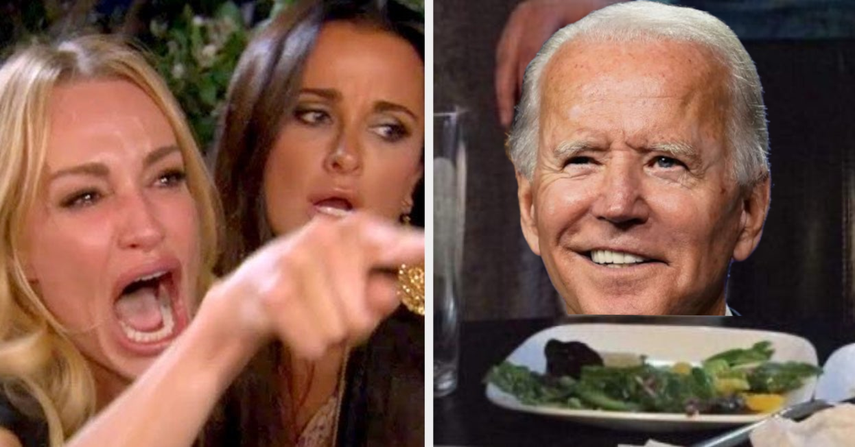 Woman Yelling at Cat - Biden Blank Meme Template