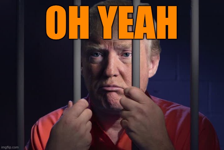 Trump in jail  | OH YEAH | image tagged in trump in jail | made w/ Imgflip meme maker