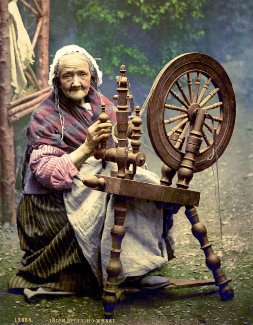 Old Woman Spinning 1900 Ireland Blank Meme Template