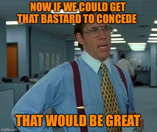 That Would Be Great Meme | NOW IF WE COULD GET THAT BASTARD TO CONCEDE THAT WOULD BE GREAT | image tagged in memes,that would be great | made w/ Imgflip meme maker