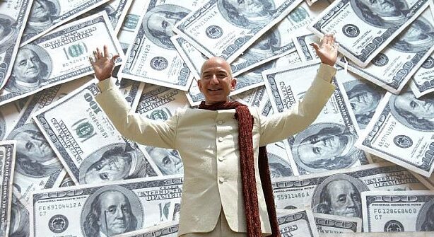 The almighty Bezos with the almighty dollar Blank Meme Template