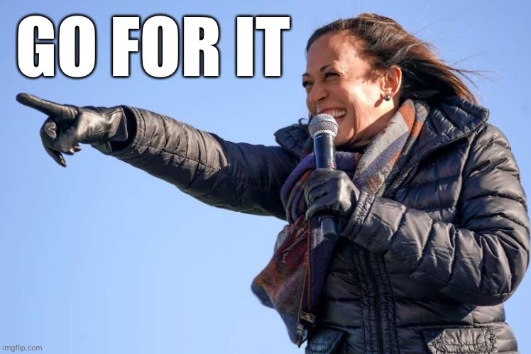 When you tell them to | GO FOR IT | image tagged in kamala harris pointing,meanwhile on imgflip,reposts are awesome,reposts,kamala harris,respect | made w/ Imgflip meme maker