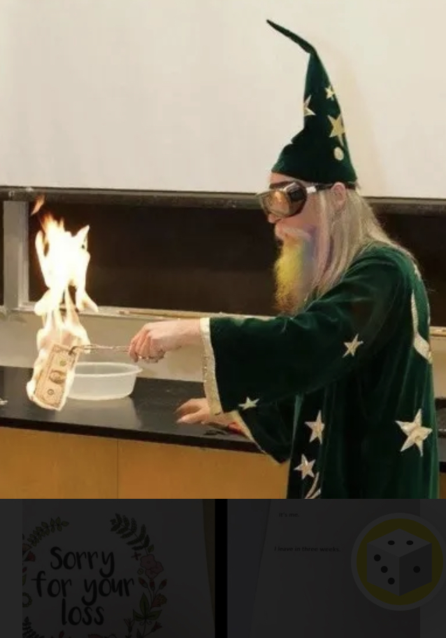 Wizard burning money Blank Meme Template