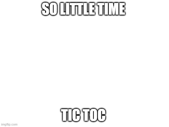 Blank White Template | SO LITTLE TIME; TIC TOC | image tagged in blank white template | made w/ Imgflip meme maker