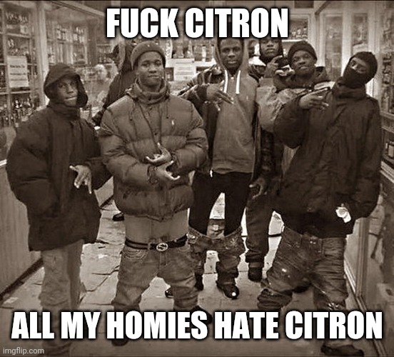 All My Homies Hate | FUCK CITRON; ALL MY HOMIES HATE CITRON | image tagged in all my homies hate | made w/ Imgflip meme maker