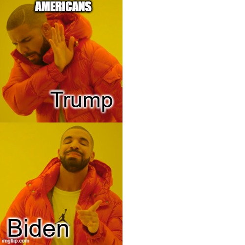Drake Hotline Bling Meme | AMERICANS; Trump; Biden | image tagged in memes,drake hotline bling | made w/ Imgflip meme maker
