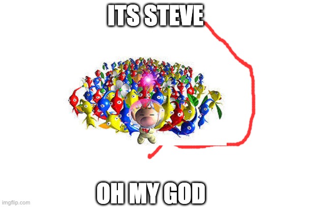 pIKmIn | ITS STEVE; OH MY GOD | image tagged in white | made w/ Imgflip meme maker
