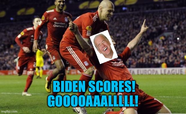 soccer goal | BIDEN SCORES!
GOOOOAAALLLLL! | image tagged in soccer goal | made w/ Imgflip meme maker