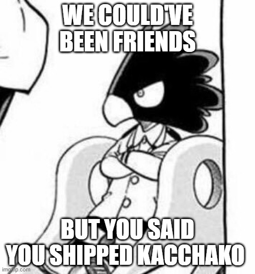 Just saying | WE COULD'VE BEEN FRIENDS; BUT YOU SAID YOU SHIPPED KACCHAKO | image tagged in baby tokoyami,mha,tokoyami,kacchako | made w/ Imgflip meme maker
