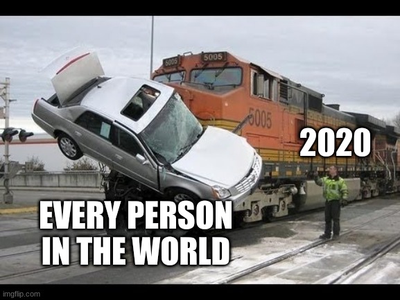 2020 Sucks (NOT REPOST) | 2020; EVERY PERSON IN THE WORLD | image tagged in car crash | made w/ Imgflip meme maker
