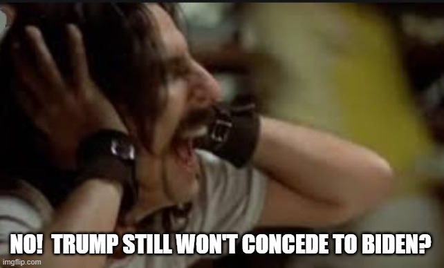 Screaming Alice Cooper Donald Trump Joe Biden | NO!  TRUMP STILL WON'T CONCEDE TO BIDEN? | image tagged in screaming alice cooper,donald trump,joe biden | made w/ Imgflip meme maker