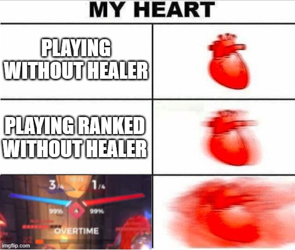 Heart Beating - Playing Paladins | PLAYING WITHOUT HEALER; PLAYING RANKED WITHOUT HEALER | image tagged in paladins | made w/ Imgflip meme maker