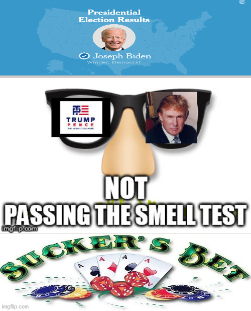 Biden's WIN - Flunking the Smell Test | image tagged in smell test,biden,election,trump | made w/ Imgflip meme maker
