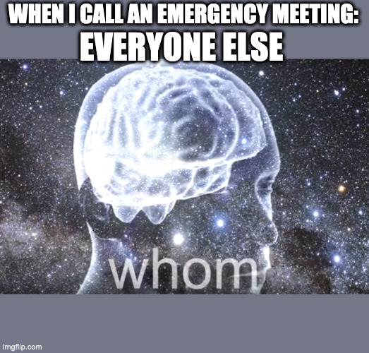 WHEN I CALL AN EMERGENCY MEETING:; EVERYONE ELSE | image tagged in emergency meeting among us,among us | made w/ Imgflip meme maker