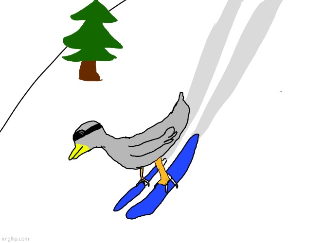 at my dads request, i drew a skiing duck | made w/ Imgflip meme maker