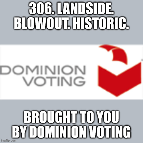 306. LANDSIDE. BLOWOUT. HISTORIC. BROUGHT TO YOU BY DOMINION VOTING | made w/ Imgflip meme maker