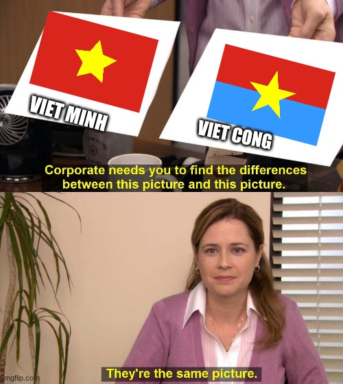 i cant find a title | VIET MINH; VIET CONG | image tagged in they are the same picture | made w/ Imgflip meme maker