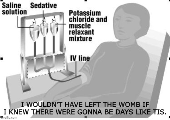 I wouldn't have left the womb if I knew there were gonna be days like this. | I WOULDN'T HAVE LEFT THE WOMB IF I KNEW THERE WERE GONNA BE DAYS LIKE TIS. | image tagged in x when y happens | made w/ Imgflip meme maker