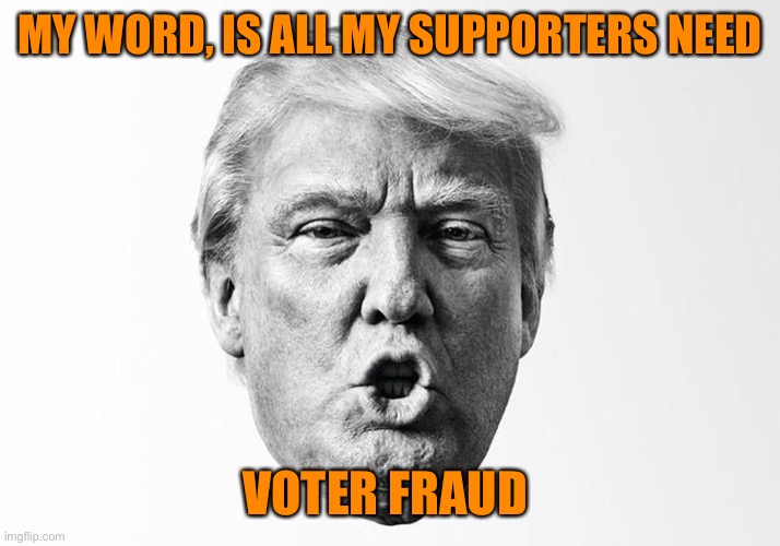 MY WORD, IS ALL MY SUPPORTERS NEED VOTER FRAUD | made w/ Imgflip meme maker