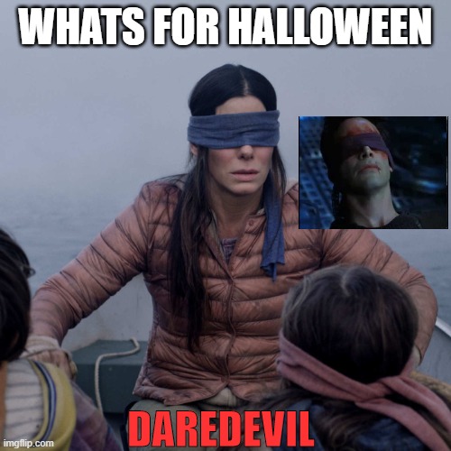 Bird Box | WHATS FOR HALLOWEEN; DAREDEVIL | image tagged in memes,bird box | made w/ Imgflip meme maker