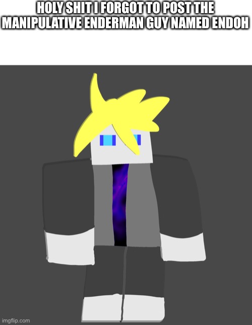 Ho, | HOLY SHIT I FORGOT TO POST THE MANIPULATIVE ENDERMAN GUY NAMED ENDOH | image tagged in ho | made w/ Imgflip meme maker