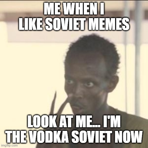 i remember this one- it is actually a good meme | ME WHEN I LIKE SOVIET MEMES; LOOK AT ME... I'M THE VODKA SOVIET NOW | image tagged in memes,look at me | made w/ Imgflip meme maker