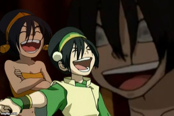 Laughing Toph | image tagged in laughing toph | made w/ Imgflip meme maker