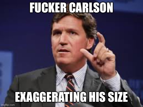 Little Fucker | FUCKER CARLSON; EXAGGERATING HIS SIZE | image tagged in small penis,tucker carlson,liar,trump,republicans | made w/ Imgflip meme maker