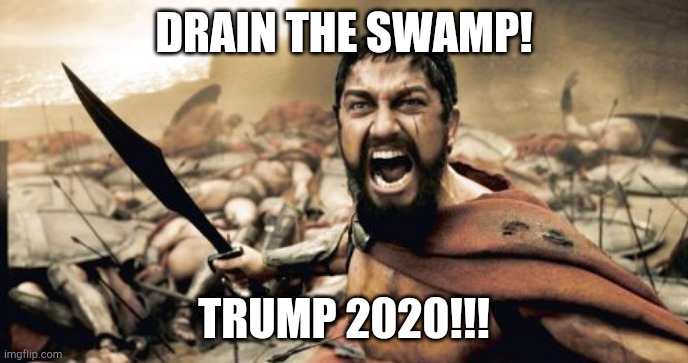 Sparta Leonidas | DRAIN THE SWAMP! TRUMP 2020!!! | image tagged in memes,sparta leonidas,politics,trump 2020 | made w/ Imgflip meme maker