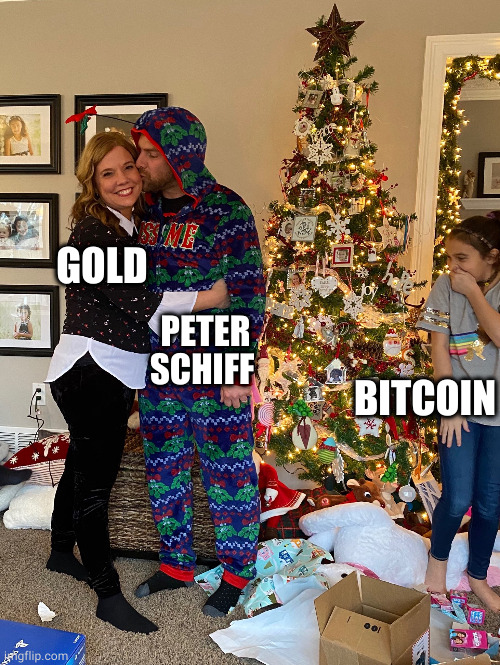 Weird Uncle | GOLD; PETER SCHIFF; BITCOIN | image tagged in weird uncle,bitcoin,gold | made w/ Imgflip meme maker