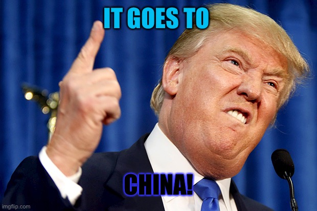 Donald Trump | IT GOES TO CHINA! | image tagged in donald trump | made w/ Imgflip meme maker