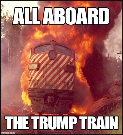 all aboard the trump train! | image tagged in donald trump | made w/ Imgflip meme maker