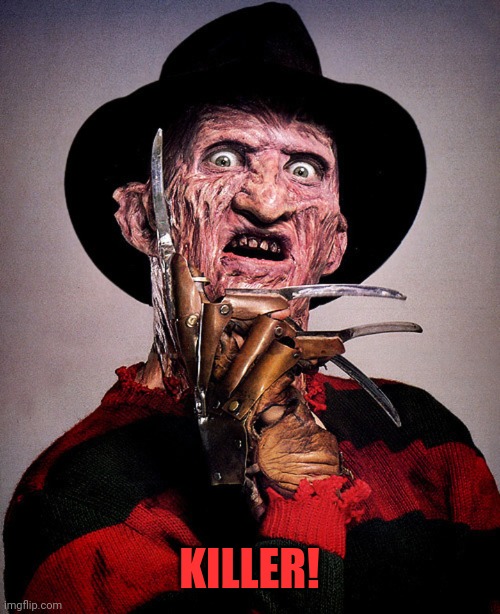 Freddy Kreuger | KILLER! | image tagged in freddy kreuger | made w/ Imgflip meme maker