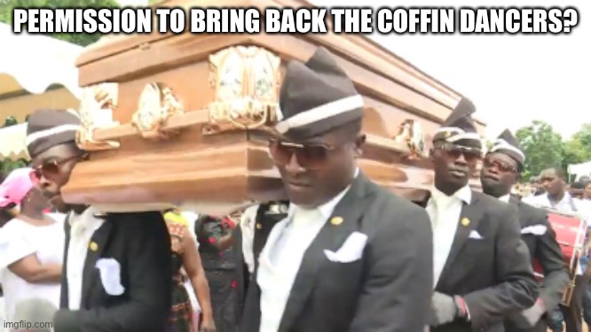 Pls they were a good meme | PERMISSION TO BRING BACK THE COFFIN DANCERS? | image tagged in coffin dance | made w/ Imgflip meme maker