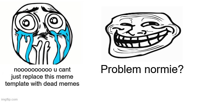 If you understand then upvote this | Problem normie? noooooooooo u cant just replace this meme template with dead memes | image tagged in nooo haha go brrr,rage edition,problem,memes,funny,dastarminers awesome memes | made w/ Imgflip meme maker
