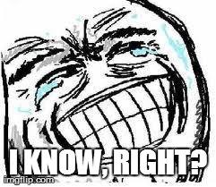 I KNOW, RIGHT? | image tagged in laughing | made w/ Imgflip meme maker