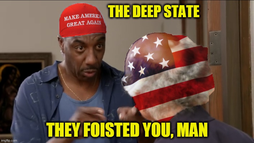 THE DEEP STATE; THEY FOISTED YOU, MAN | image tagged in foisted usa | made w/ Imgflip meme maker