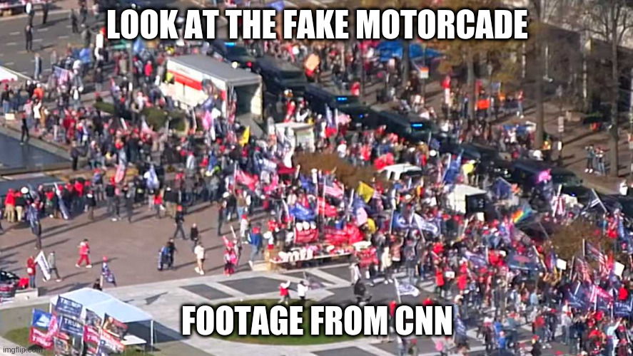 motorcade had to slow down to 30 for the millions of people | LOOK AT THE FAKE MOTORCADE; FOOTAGE FROM CNN | image tagged in millions | made w/ Imgflip meme maker