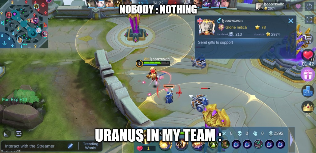 Uranus | NOBODY : NOTHING; URANUS IN MY TEAM : | image tagged in tank,mobile legends | made w/ Imgflip meme maker
