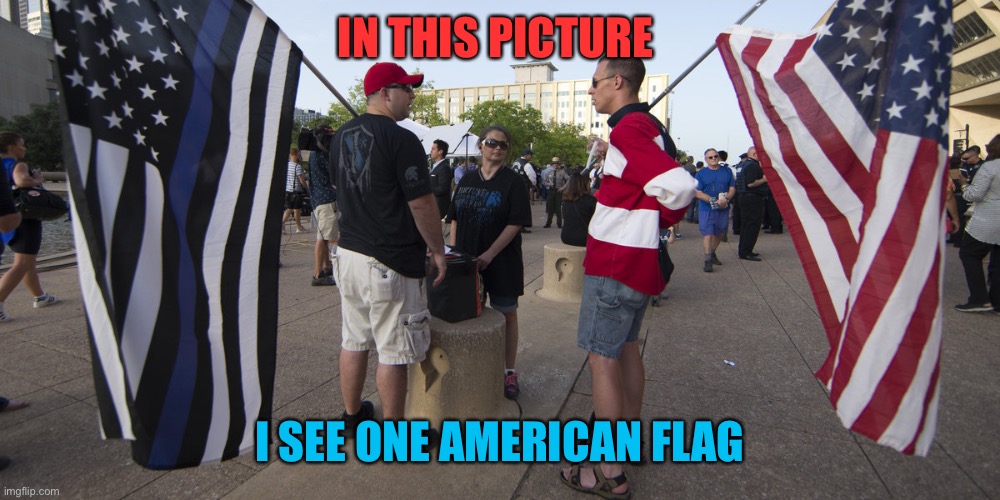 IN THIS PICTURE I SEE ONE AMERICAN FLAG | made w/ Imgflip meme maker