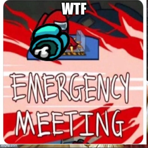 Cyan body Meeting | WTF | image tagged in emergency meeting among us | made w/ Imgflip meme maker