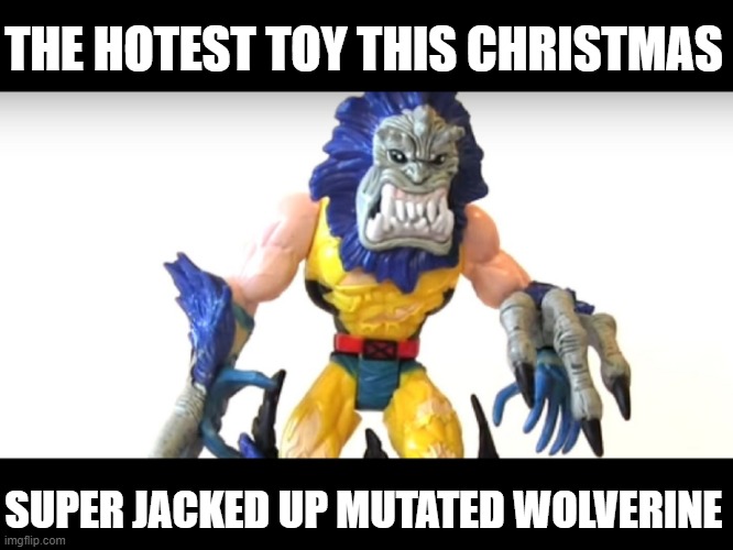 Just Why? | THE HOTEST TOY THIS CHRISTMAS; SUPER JACKED UP MUTATED WOLVERINE | image tagged in wolverine,toy | made w/ Imgflip meme maker