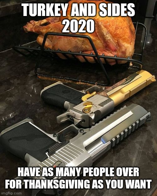 thanksgiving 2020 | TURKEY AND SIDES 
2020; HAVE AS MANY PEOPLE OVER FOR THANKSGIVING AS YOU WANT | image tagged in thanksgiving dinner,happy thanksgiving | made w/ Imgflip meme maker