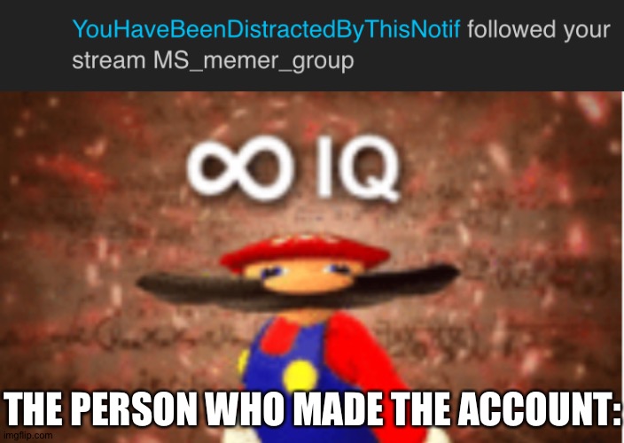 . | THE PERSON WHO MADE THE ACCOUNT: | image tagged in infinite iq | made w/ Imgflip meme maker