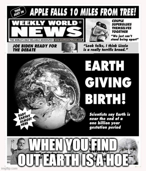 Hoe Planet | WHEN YOU FIND OUT EARTH IS A HOE | image tagged in funny news,tabloid | made w/ Imgflip meme maker