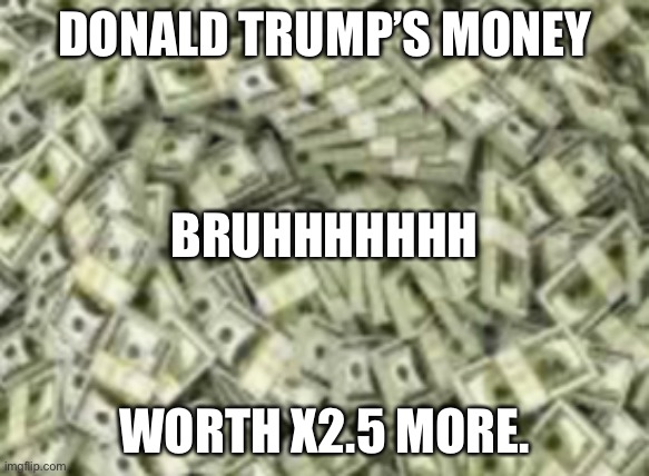 Billion Dollars | DONALD TRUMP’S MONEY; BRUHHHHHHH; WORTH X2.5 MORE. | image tagged in billion dollars | made w/ Imgflip meme maker