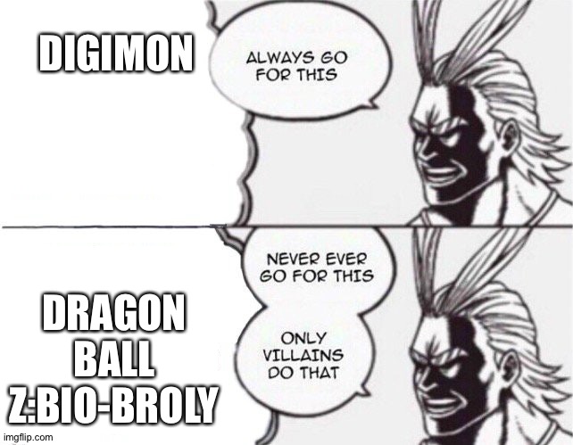 All might | DIGIMON; DRAGON BALL Z:BIO-BROLY | image tagged in all might | made w/ Imgflip meme maker