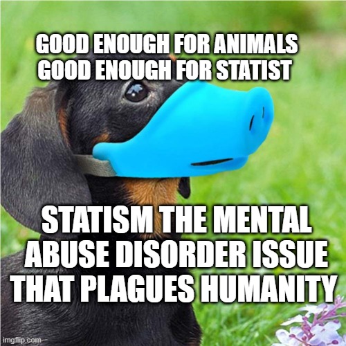 Mask Vs Muzzle | GOOD ENOUGH FOR ANIMALS GOOD ENOUGH FOR STATIST; STATISM THE MENTAL ABUSE DISORDER ISSUE THAT PLAGUES HUMANITY | image tagged in mask vs muzzle | made w/ Imgflip meme maker